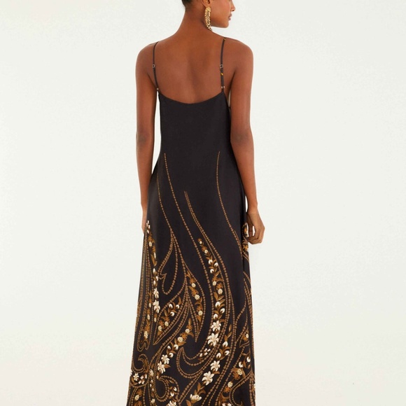 Farm Rio Black Garden Slip Midi Dress - Picture 8 of 11